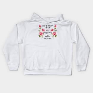 No Drama Club ))(( Pixel Stitch Bitch Slapped Design Kids Hoodie